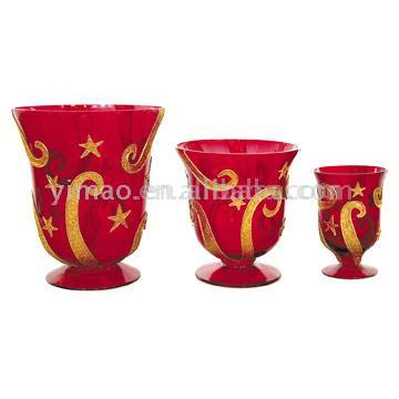  Hand Painted Glass Candleholder Set (Ручная роспись стекла подсвечник Установить)