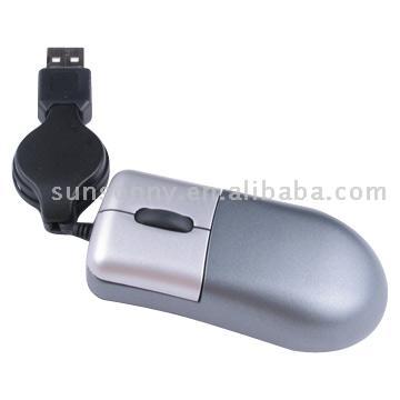  Mini 3D Optical Mouse With Retractable Cable, Quite Popular ( Mini 3D Optical Mouse With Retractable Cable, Quite Popular)