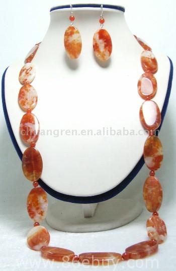  32/2" 20 x 35mm Red Jasper Necklace Set (32 / 2 "20 х 35 мм Красная яшма колье)