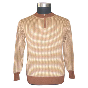 Men`s Kammgarn Intarsia Zipper Cashmere Pullover Rollkragen (Men`s Kammgarn Intarsia Zipper Cashmere Pullover Rollkragen)