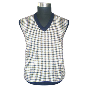  Men`s Intarsia V-neck Cashmere Vest ( Men`s Intarsia V-neck Cashmere Vest)