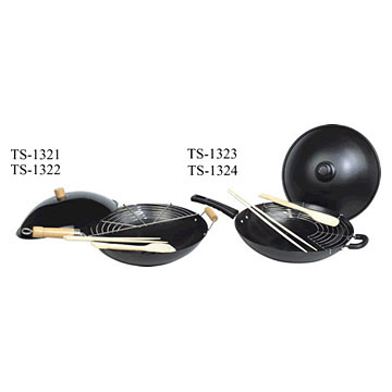  12/14" Non-Stick Chinese Wok Set (12/14 "non-chinois Wok Stick Set)