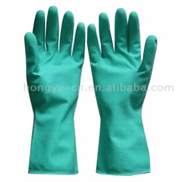  Flocklined Household Gloves (Green) (Flocké Gants de ménage (Vert))