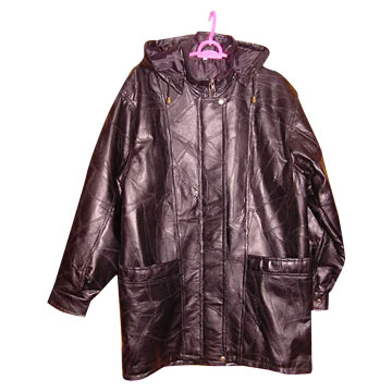  Ladies` Patch Leather Trench Coat (Ladies `Patch Leather Trench Coat)