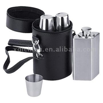  Covered Hip Flasks with Leather Cover ( Covered Hip Flasks with Leather Cover)