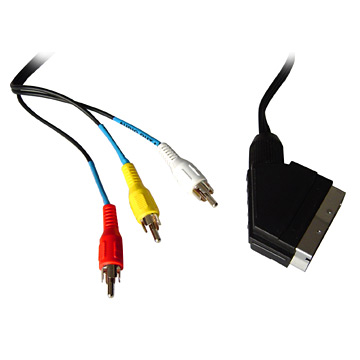  Scart Plug To 3RCA Cable