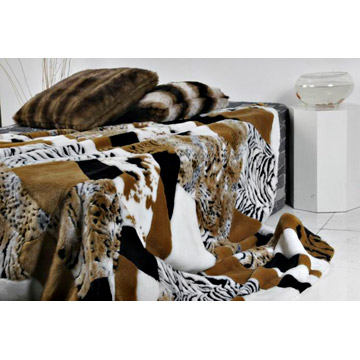  Synthetic Fur Jacquard Blanket / Throw