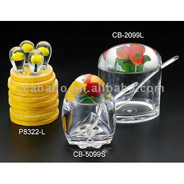  Acrylic Jam Jars, Butter Knives Set ( Acrylic Jam Jars, Butter Knives Set)