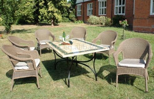  Stone Table Patio Set with Wicker Chair (Stone Table Ensemble de patio avec Wicker Chair)