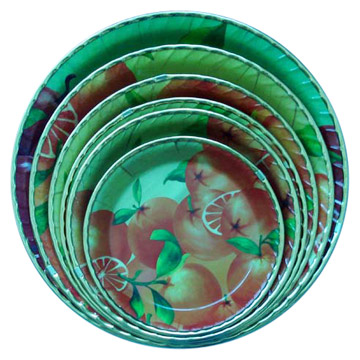  Plastic Round Plates with Golden Line ( Plastic Round Plates with Golden Line)