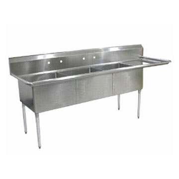  Three-Compartment Stainless Steel Sink With Right Drainboard (Трехкамерные нержавеющая сталь Мойка с правой сушилка для посуды)