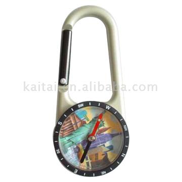  Aluminum Carabiner Key Ring with Integrated Compasses ( Aluminum Carabiner Key Ring with Integrated Compasses)