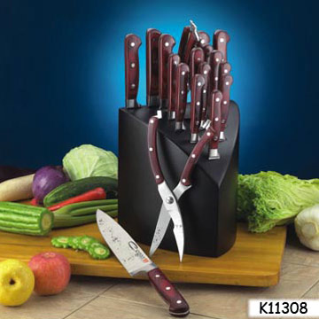  17pc Color Wood Handle Knife Set