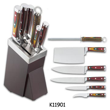  7pc Color Wood Handle Knife Set