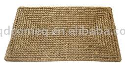  Corn Husk Woven Rug with Embroidered Pattern