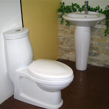 Toilet, Pedestal Wash Basin