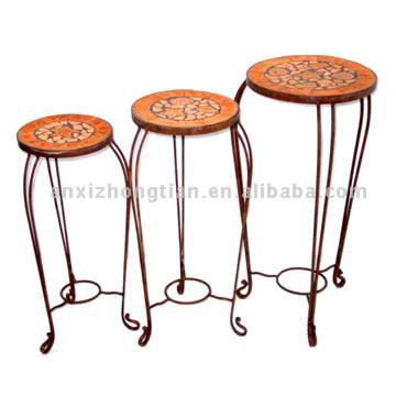  Iron and Terra Cotta Plant Stands