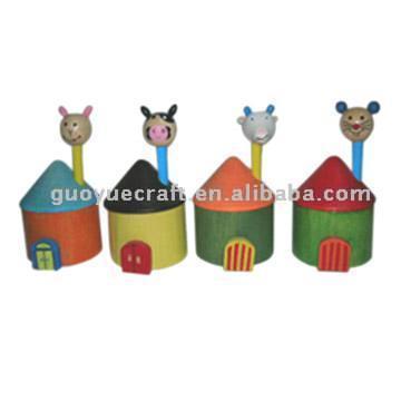  Wooden House Shaped Pencil Sharpeners (Holzhaus Shaped Spitzer)