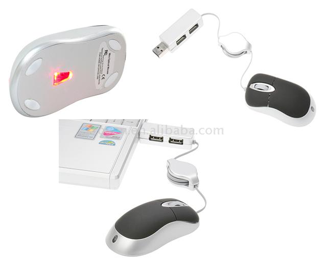  3-In-1 Mini Optical Mouse And Hub With Optional Flash Memory (3-in  оптическая мышь и концентратор с Факультативным флэш-памяти)