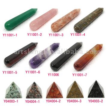  Semi-Precious Stone Pyramid and Massage Wands ( Semi-Precious Stone Pyramid and Massage Wands)