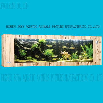  Wall-Mounted Aquarium (Natural Carbonized Wooden Frame) (Mural Aquarium (Natural Carbonized bois Frame))