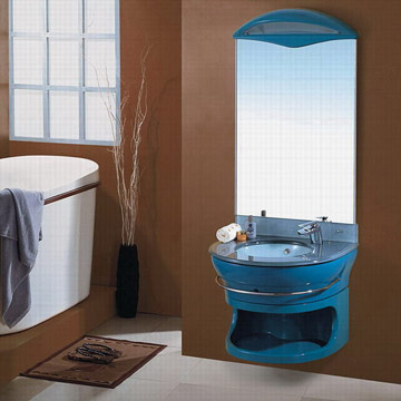  OUKER Wall-Mounted Bathroom sink,Glass basin,Glass sink,Sanitary Ware (OUKER mural lavabo, vasque en verre, Verre évier, Sanitaires)