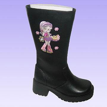  Girl`s PU Boots with Lovely Pattern ( Girl`s PU Boots with Lovely Pattern)