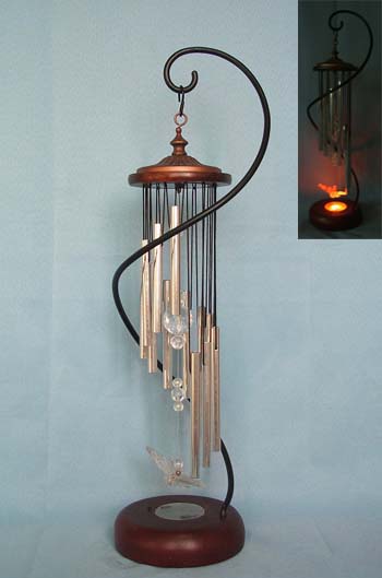  Metal LED Standing Windchime with Wooden Base & Acrylic Beads (Металл светодиодные Постоянный Windchime с деревянное основание & акриловые бусы)