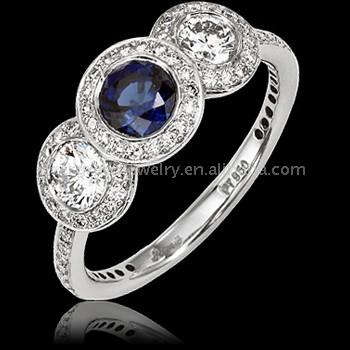 Sapphire und Round Diamond Pave Engagement Ring 1.52ct (Sapphire und Round Diamond Pave Engagement Ring 1.52ct)