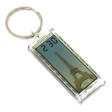  Solar Powered LCD Flashing Keychain with Clock Display (Солнечные приведенные в действие ЖК мигающий брелок для ключей с Clock Display)