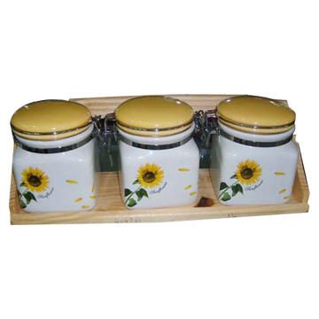  3pc Ceramic Jar Set (Pot en céramique 3pc Set)