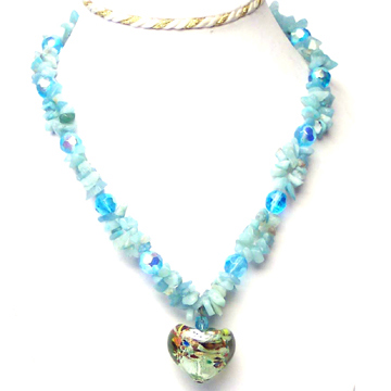  Glass Beads With Natural Stone Necklace ( Glass Beads With Natural Stone Necklace)