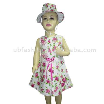  Girls` 2pc Set (Dress, Cap) ( Girls` 2pc Set (Dress, Cap))