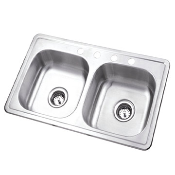  Stainless Steel Sink (Double-Bowls Single Press)