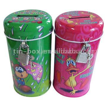  Tin Coin Bank, Money Box, Saving Box