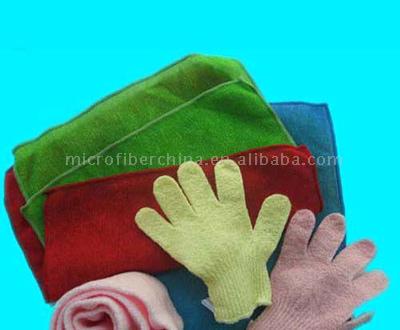  Microfiber Bath Gloves and Towel