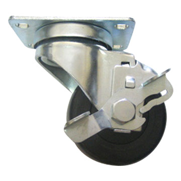  Medium PU Caster with Single Brake (Medium PU Roulette avec frein unique)