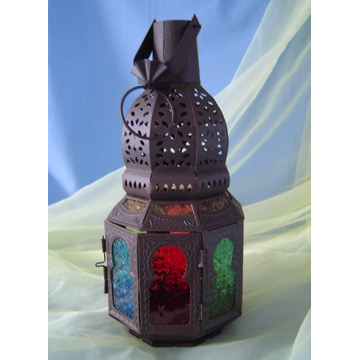  Iron Lantern with Color Glass ( Iron Lantern with Color Glass)