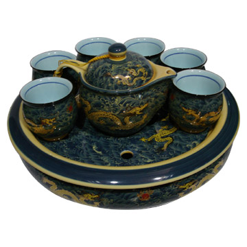 Handgemalte Golden Dragon Tea Set (Handgemalte Golden Dragon Tea Set)