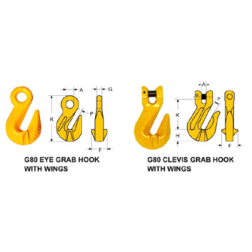 G80 Clevis Grab Haken mit Flügeln, Eye Grab Hook with Wings (G80 Clevis Grab Haken mit Flügeln, Eye Grab Hook with Wings)