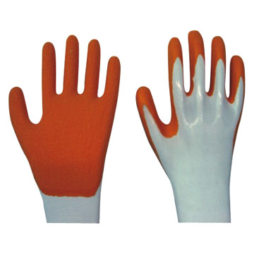  13g White Nylon Saffron Yellow Latex Coated Goffered Glove (13G Белая нейлоновая Шафран желтый латексные перчатки покрытием гофрированные)