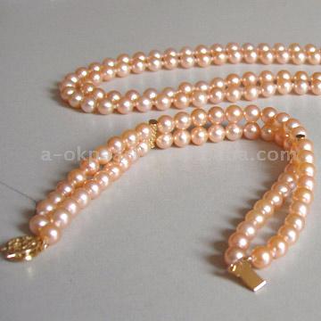 Zwei Stränge Pearl Necklace & Bracelet Set (Zwei Stränge Pearl Necklace & Bracelet Set)