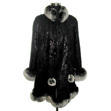  Pig Suede Printed Garment with Fox Fur (Pig Suede vêtements imprimés avec Fox Fur)