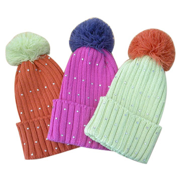  Acrylic Knit Beanie Hat (Bonnet en tricot d`acrylique)