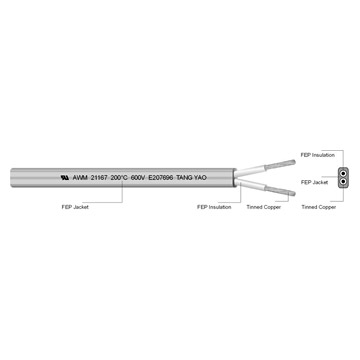  Double-Conductor FEP and FEP Jacketed Flat Cable (Double-Dirigent FEP und FEP Jacketed Flachkabel)