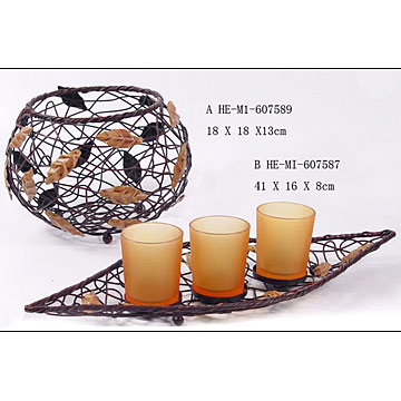  Wire Votive Holder with Leaf Decoration (Fil Votive Holder with Leaf Décoration)