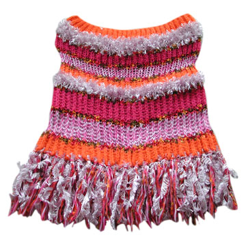  Girl`s Mixed Yarn Stripe Shawl