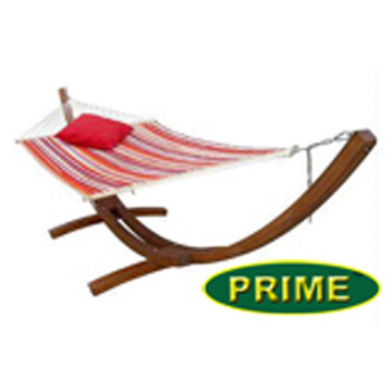  Large Wooden Arc Hammock & Stand