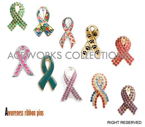 Rhinestone Awareness Ribbon Pin (Strass Awareness Ribbon Pin)