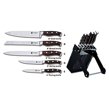  5pc Knife Set with Acrylic Block (5PC Ensemble de couteaux à l`acrylique Block)